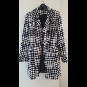 GUESS Black & White Checkered Coat size XS